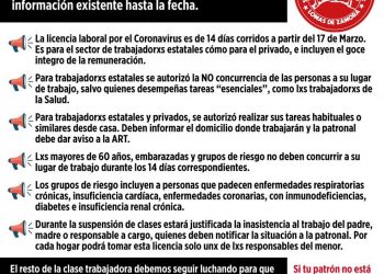[Argentina] Sobre el CORONAVIRUS y la Clase Trabajadora