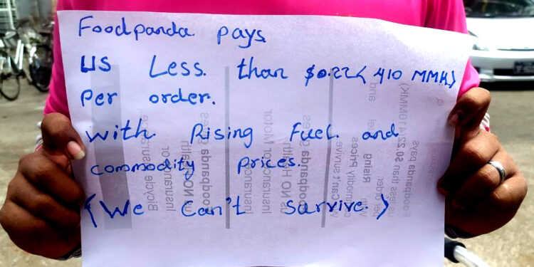 Huelga salvaje de repartidores en Foodpanda Myanmar